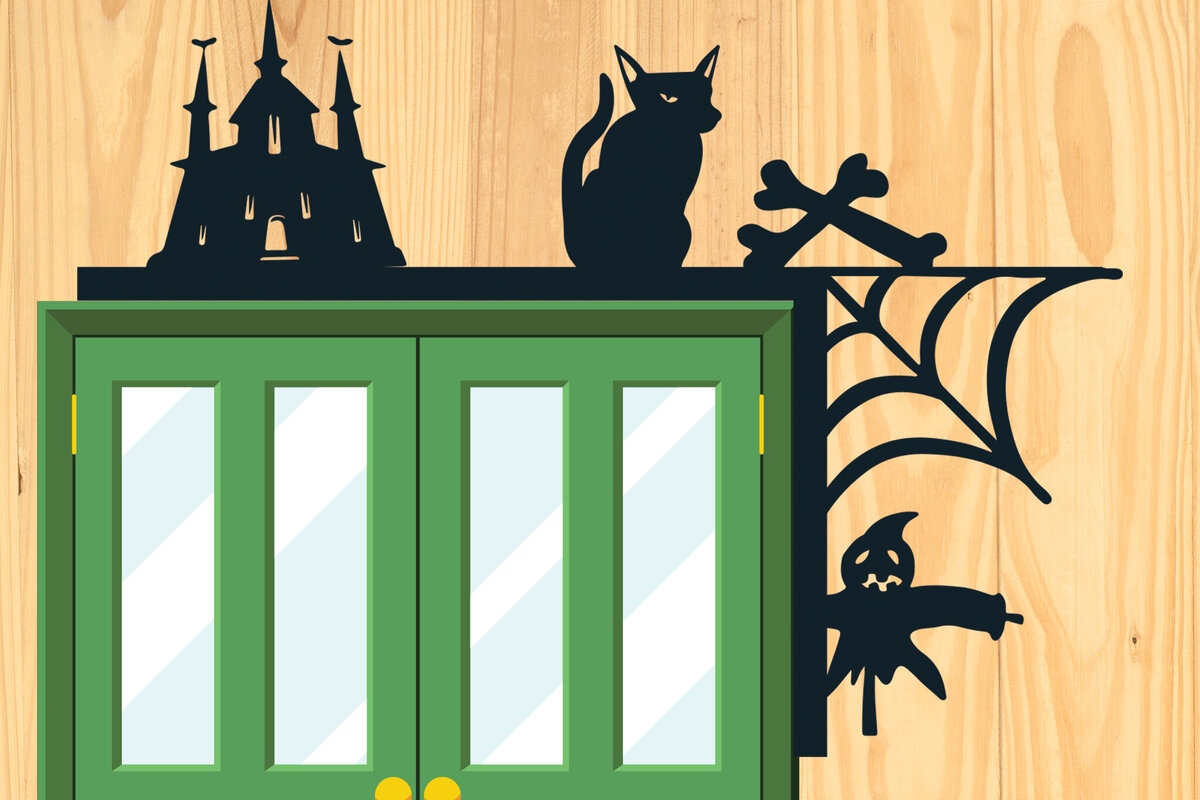 Intra απο ξύλο plywood 3mm-4mm πάχος - Πακέτο Halloween Door Corner  12 Δίασταση 15x15 cm INTRAFABR-80327320