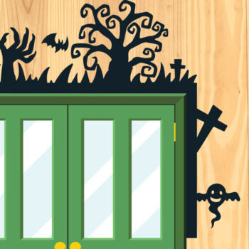 Intra απο ξύλο plywood 3mm-4mm πάχος - Πακέτο Halloween Door Corner  13 Δίασταση 15x15 cm INTRAFABR-80444198 - Image 1