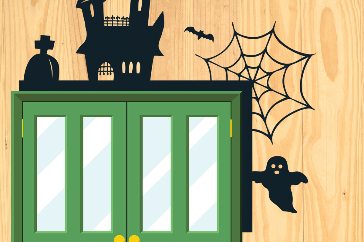 Intra απο ξύλο plywood 3mm-4mm πάχος - Πακέτο Halloween Door Corner  19 Δίασταση 15x15 cm INTRAFABR-80531413