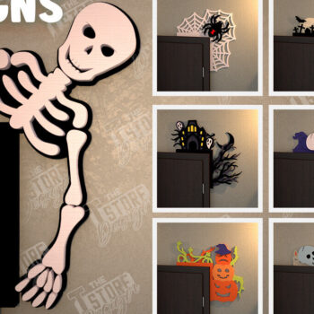 Intra απο ξύλο plywood 3mm-4mm πάχος - Πακέτο Halloween Door Corners |  CNC Δίασταση 15x15 cm INTRAFABR-104382483 - Image 1