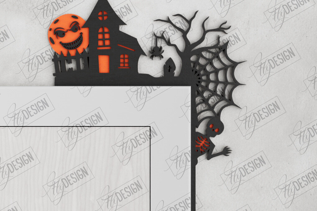 Intra απο ξύλο plywood 3mm-4mm πάχος - Halloween Door Corners | Διακόσμηση βεράντας Δίασταση 15x15 cm INTRAFABR-104676361