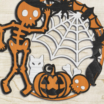 Intra απο ξύλο plywood 3mm-4mm πάχος - Αποκριάτικο στεφάνι κρεμάστρας πόρτας με σκελετό Δίασταση 12x12 cm INTRAFABR-106147118 - Image 1