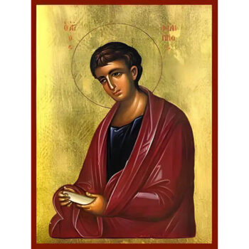 Εικόνα Ορθοδοξίας με περίγραμμα χρυσό σε ξύλο Φλαμουρίας  με  βάση Εικόνα ΑΓΙΟΣ ΑΠΟΣΤΟΛΟΣ ΦΙΛΙΠΠΟΣ Χειροποίητη Ελληνορθόδοξη εικόνα του Ιησού Χριστού, Κρεμαστή πλάκα βυζαντινής τέχνης, χριστιανική τέχνη Διάσταση 40x30 cm (10,2x7,9 ίντσες)  INTRAEK-1447757865009 - Image 1