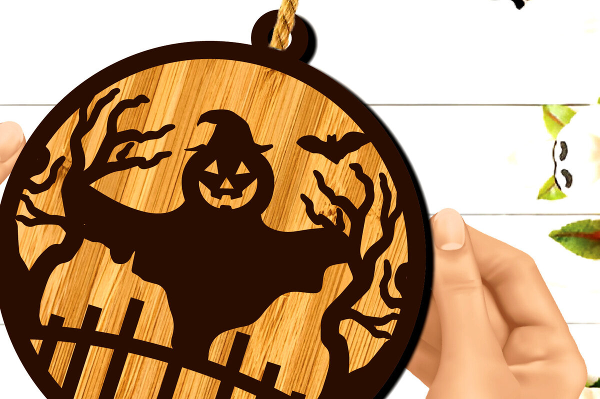 Intra απο ξύλο plywood 3mm-4mm πάχος - Κρεμαστό σημάδι πόρτας αποκριών Δίασταση 15x15 cm INTRAFABR-102913854