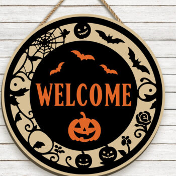 Intra απο ξύλο plywood 3mm-4mm πάχος - Halloween Door Sign Laser Cut | DXF Δίασταση 15x15 cm INTRAFABR-106559592 - Image 1