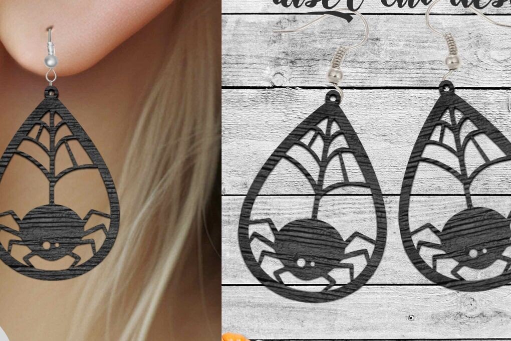 Intra απο ξύλο plywood 3mm-4mm πάχος -  κοπής με λέιζερ αποκριάτικων σκουλαρικιών Δίασταση 20x20 cm INTRAFABR-79748919