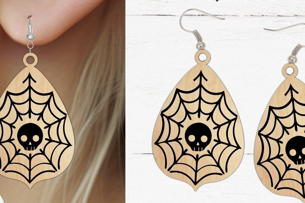 Intra απο ξύλο plywood 3mm-4mm πάχος -  κοπής με λέιζερ αποκριάτικων σκουλαρικιών, Glowfo Δίασταση 20x20 cm INTRAFABR-102386502