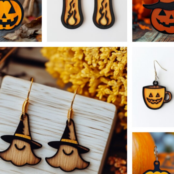 Intra απο ξύλο plywood 3mm-4mm πάχος - Αρχεία λέιζερ Halloween Earring 005 Δίασταση 3x3 cm INTRAFABR-117521352 - Image 1