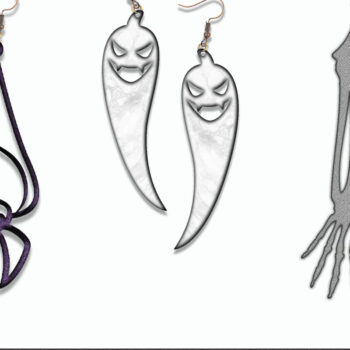 Intra απο ξύλο plywood 3mm-4mm πάχος - Πακέτο αποκριάτικων σκουλαρικιών  Δίασταση 3x3 cm INTRAFABR-30718621 - Image 2