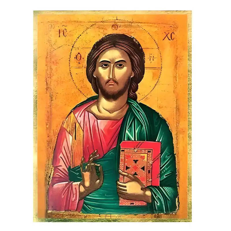 Εικόνα Ορθοδοξίας με περίγραμμα χρυσό σε ξύλο Φλαμουρίας  με  βάση Εικόνα Χριστός Ευλογών Χειροποίητη Ελληνορθόδοξη , Κρεμαστή πλάκα βυζαντινής τέχνης, χριστιανική τέχνη Διάσταση 10x7 cm (3,9 x 2,8 ίντσες) INTRAEK-670779