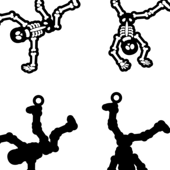 Intra απο ξύλο plywood 3mm-4mm πάχος - Αποκριάτικο Σκουλαρίκι , Skeletons Dancing Δίασταση 3x3 cm INTRAFABR-69855210 - Image 1