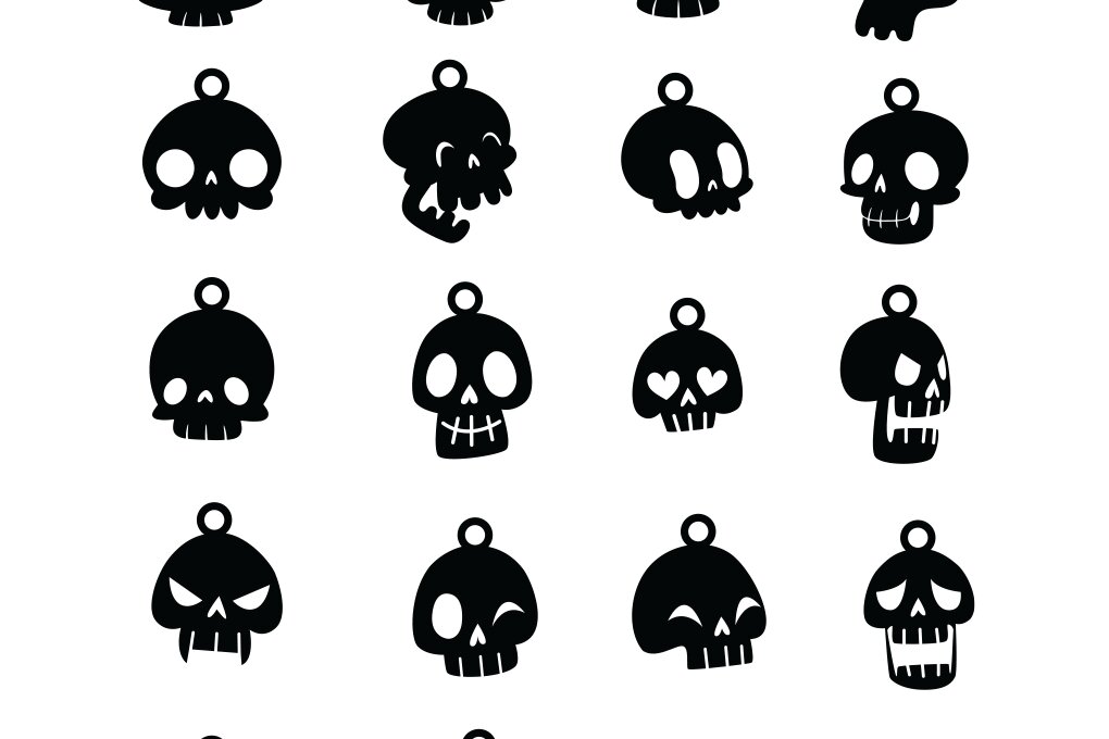 Intra απο ξύλο plywood 3mm-4mm πάχος - Σκουλαρίκι αποκριών , 18 Skull Skeleton Δίασταση 3x3 cm INTRAFABR-80426072