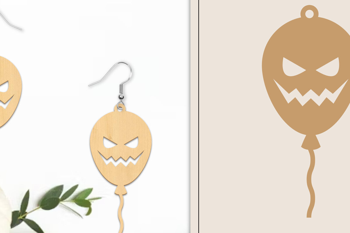 Intra απο ξύλο plywood 3mm-4mm πάχος - Αποκριάτικα σκουλαρίκια με λέιζερ Δίασταση 3x3 cm INTRAFABR-102817007