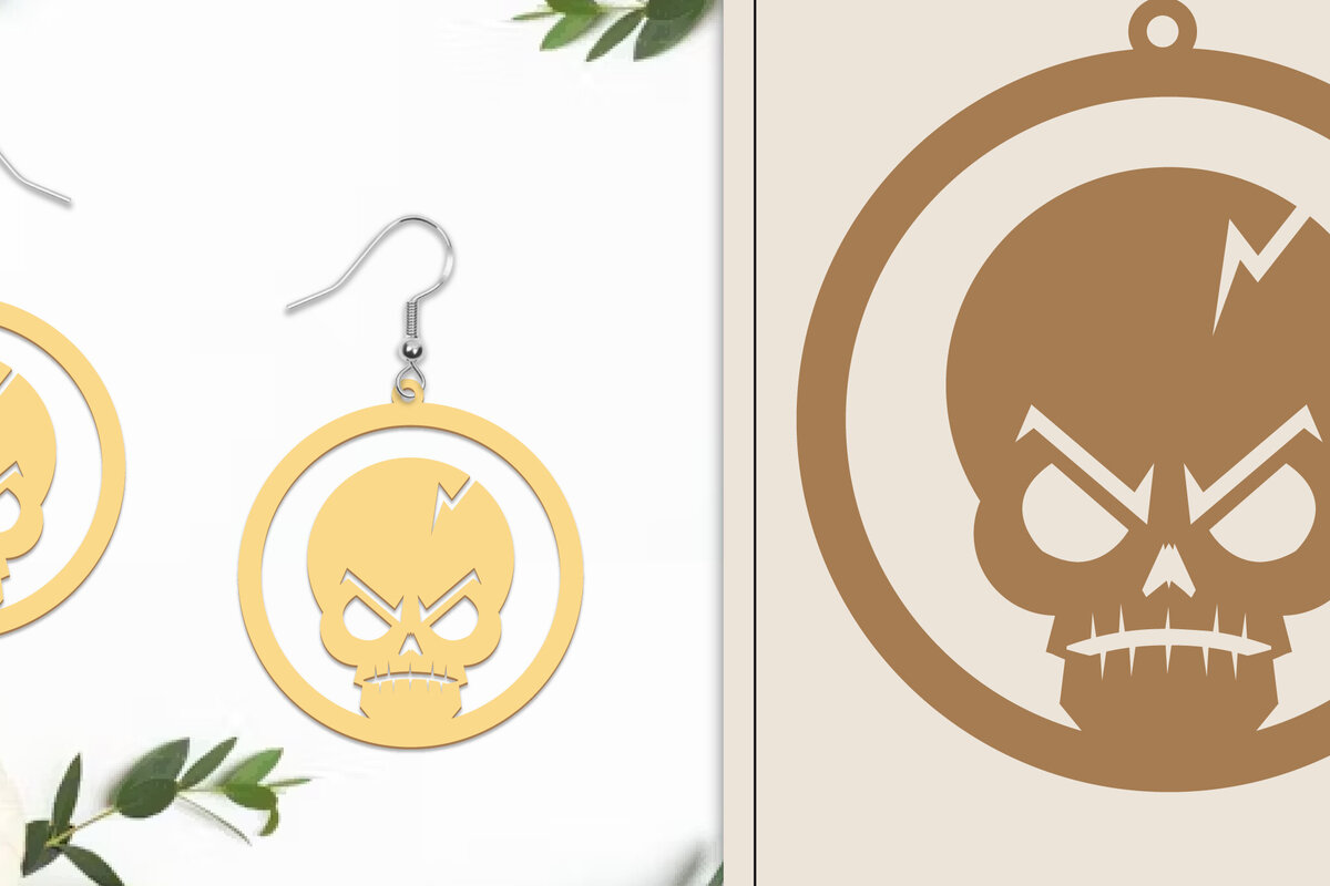 Intra απο ξύλο plywood 3mm-4mm πάχος - Αποκριάτικα σκουλαρίκια με λέιζερ Δίασταση 3x3 cm INTRAFABR-102817303