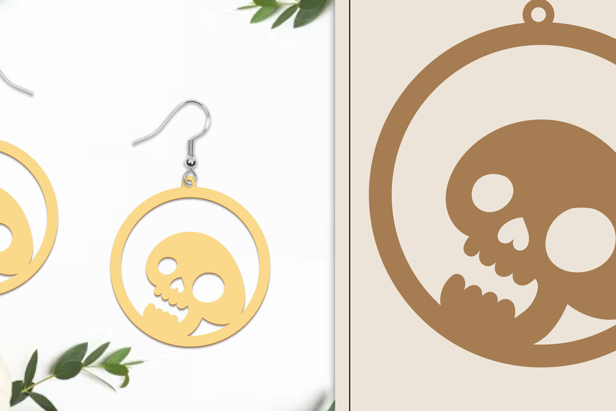 Intra απο ξύλο plywood 3mm-4mm πάχος - Αποκριάτικα σκουλαρίκια με λέιζερ Δίασταση 3x3 cm INTRAFABR-102817586