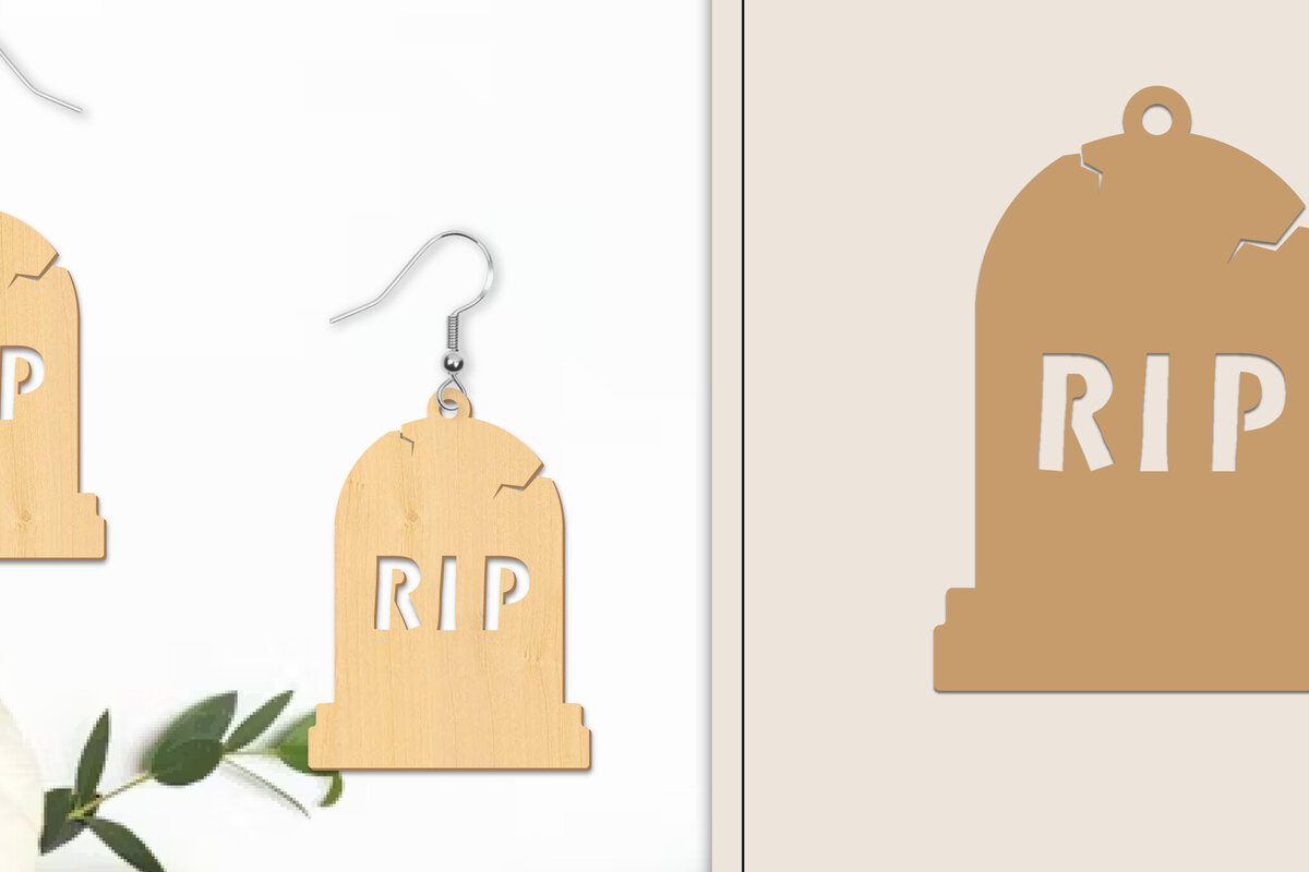 Intra απο ξύλο plywood 3mm-4mm πάχος - Αποκριάτικα σκουλαρίκια με λέιζερ Δίασταση 3x3 cm INTRAFABR-102816684