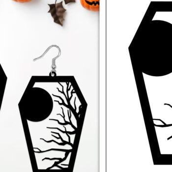 Intra απο ξύλο plywood 3mm-4mm πάχος - Αποκριάτικα σκουλαρίκια με λέιζερ Δίασταση 3x3 cm INTRAFABR-103887320 - Image 1