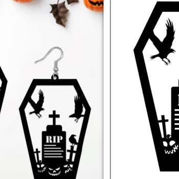 Intra απο ξύλο plywood 3mm-4mm πάχος - Αποκριάτικα σκουλαρίκια με λέιζερ Δίασταση 3x3 cm INTRAFABR-103887382 - Image 1