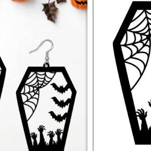 Intra απο ξύλο plywood 3mm-4mm πάχος - Αποκριάτικα σκουλαρίκια με λέιζερ Δίασταση 3x3 cm INTRAFABR-103888074