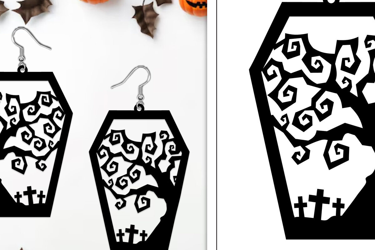 Intra απο ξύλο plywood 3mm-4mm πάχος - Αποκριάτικα σκουλαρίκια με λέιζερ Δίασταση 3x3 cm INTRAFABR-103888144