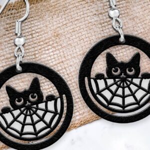 Intra απο ξύλο plywood 3mm-4mm πάχος - Αποκριάτικα σκουλαρίκια με λέιζερ. Δίασταση 3x3 cm INTRAFABR-105898911