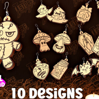 Intra απο ξύλο plywood 3mm-4mm πάχος - Δέσμη κοπής με λέιζερ αποκριάτικα σκουλαρίκια Δίασταση 3x3 cm INTRAFABR-99933998 - Image 1