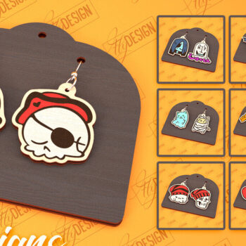 Intra απο ξύλο plywood 3mm-4mm πάχος - Αποκριάτικα Σκουλαρίκια Laser Cut Bundle |CNC Δίασταση 3x3 cm INTRAFABR-100473164 - Image 1