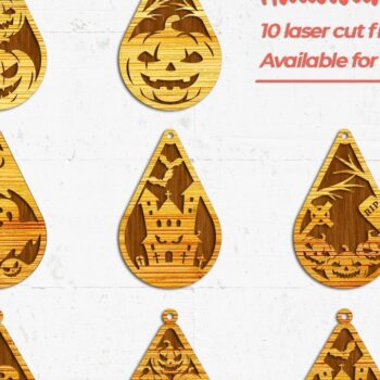 Intra απο ξύλο plywood 3mm-4mm πάχος - Σκουλαρίκια αποκριών - με λέιζερ Δίασταση 3x3 cm INTRAFABR-33593930 - Image 1