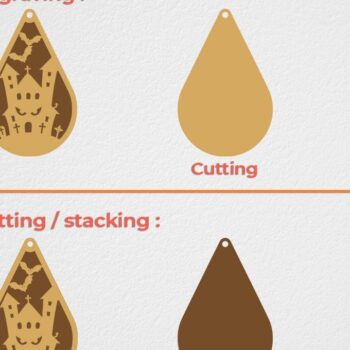 Intra απο ξύλο plywood 3mm-4mm πάχος - Σκουλαρίκια αποκριών - με λέιζερ Δίασταση 3x3 cm INTRAFABR-33593930 - Image 2