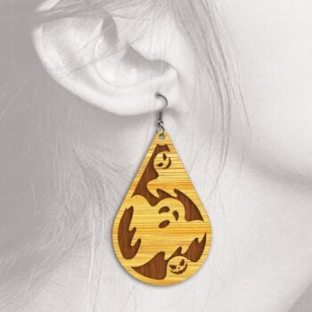 Intra απο ξύλο plywood 3mm-4mm πάχος - Σκουλαρίκια αποκριών - με λέιζερ Δίασταση 3x3 cm INTRAFABR-33593930 - Image 7