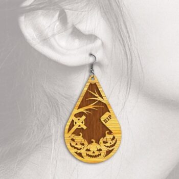 Intra απο ξύλο plywood 3mm-4mm πάχος - Σκουλαρίκια αποκριών - με λέιζερ Δίασταση 3x3 cm INTRAFABR-33593930 - Image 9