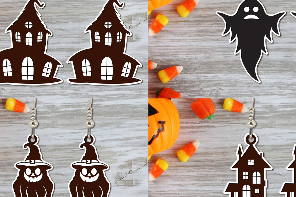 Intra απο ξύλο plywood 3mm-4mm πάχος - Σετ αποκριάτικων σκουλαρίκια Laser Cut  Δίασταση 3x3 cm INTRAFABR-100730275