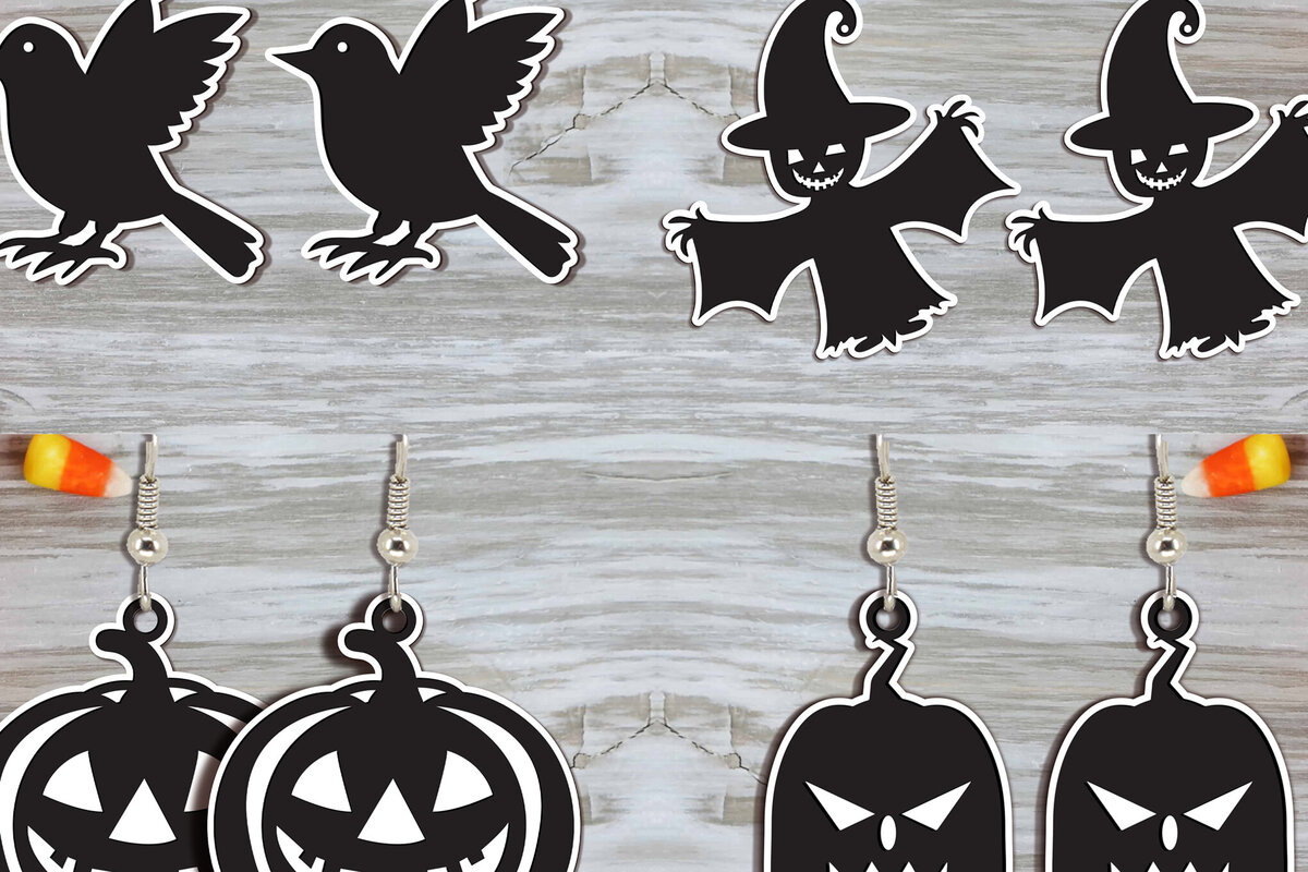 Intra απο ξύλο plywood 3mm-4mm πάχος - Σετ αποκριάτικων σκουλαρίκια Laser Cut  Δίασταση 3x3 cm INTRAFABR-100730280