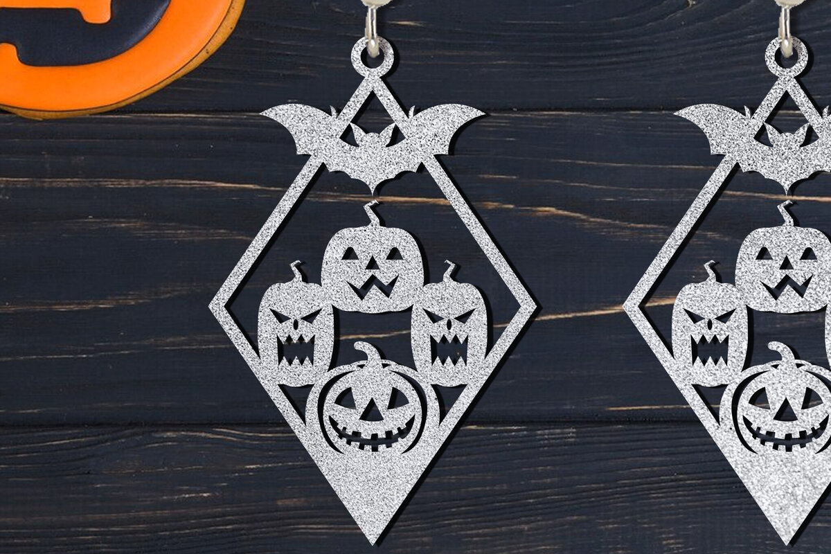 Intra απο ξύλο plywood 3mm-4mm πάχος - Σετ αποκριάτικων σκουλαρίκια Laser Cut  Δίασταση 3x3 cm INTRAFABR-105443915