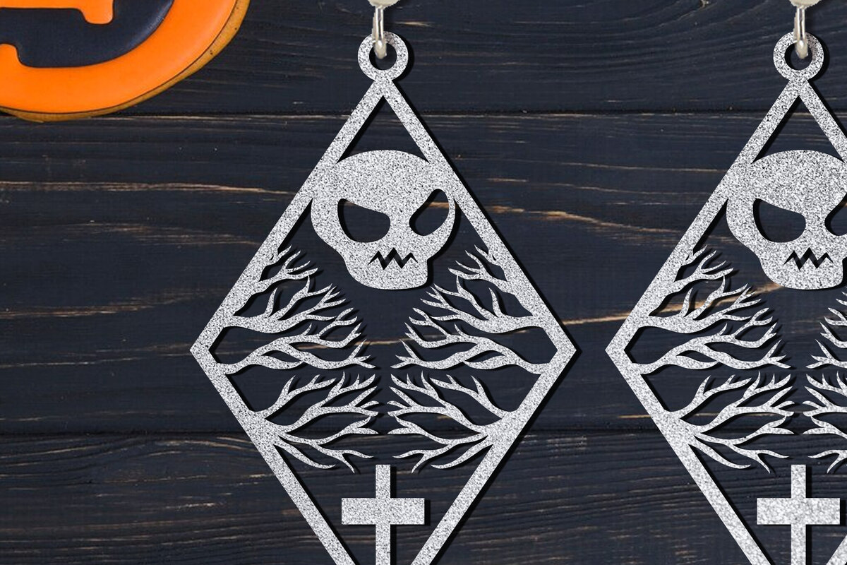 Intra απο ξύλο plywood 3mm-4mm πάχος - Σετ αποκριάτικων σκουλαρίκια Laser Cut  Δίασταση 3x3 cm INTRAFABR-105443922