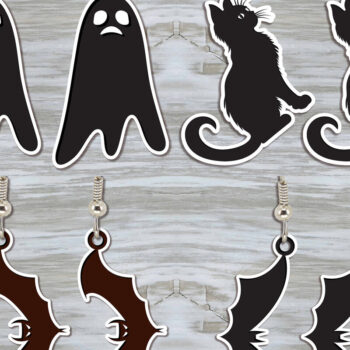 Intra απο ξύλο plywood 3mm-4mm πάχος - Σετ αποκριάτικων σκουλαρίκια Laser Cut  Δίασταση 3x3 cm INTRAFABR-100730267 - Image 1