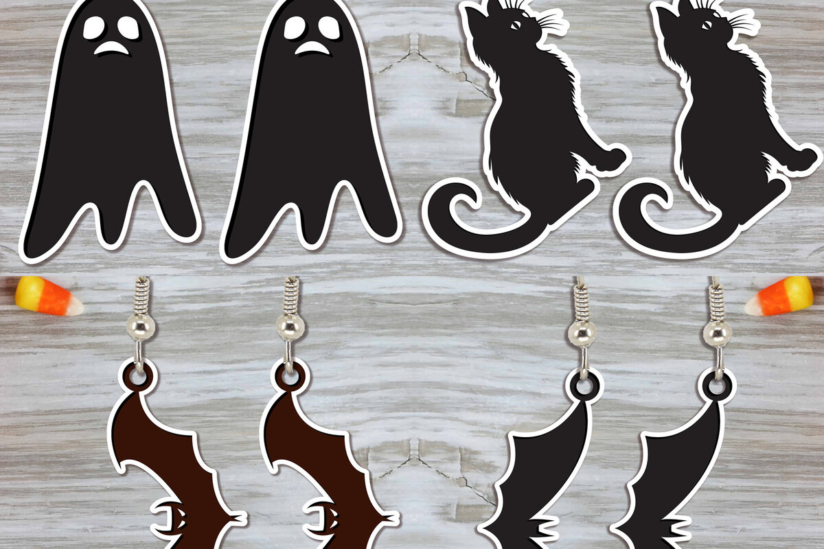 Intra απο ξύλο plywood 3mm-4mm πάχος - Σετ αποκριάτικων σκουλαρίκια Laser Cut  Δίασταση 3x3 cm INTRAFABR-100730267