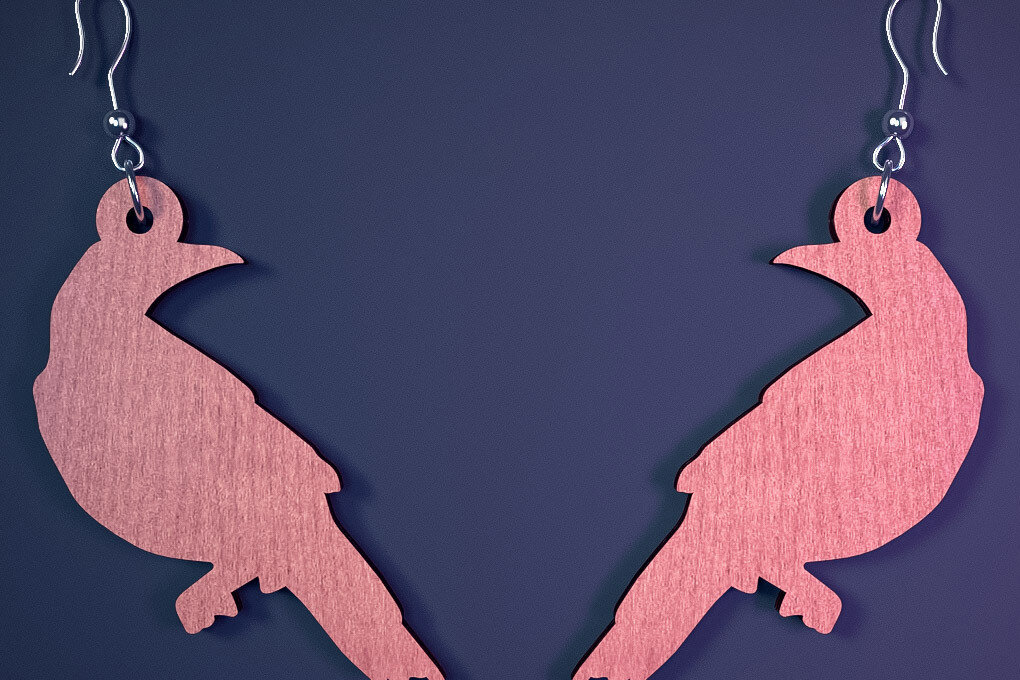 Intra απο ξύλο plywood 3mm-4mm πάχος - Αποκριάτικα σκουλαρίκια με λέιζερ  |Spooky Δίασταση 3x3 cm INTRAFABR-73061119