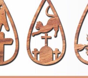 Intra απο ξύλο plywood 3mm-4mm πάχος - Αποκριάτικα σκουλαρίκια με λέιζερ Δίασταση 3x3 cm INTRAFABR-43607004