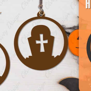 Intra απο ξύλο plywood 3mm-4mm πάχος - Αποκριάτικα σκουλαρίκια με λέιζερ Δίασταση 3x3 cm INTRAFABR-106149942 - Image 4