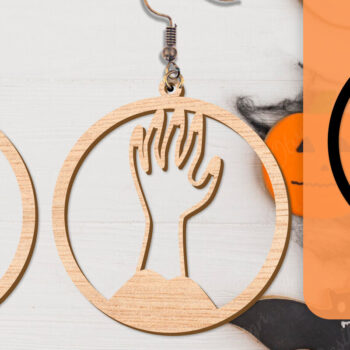 Intra απο ξύλο plywood 3mm-4mm πάχος - Αποκριάτικα σκουλαρίκια με λέιζερ Δίασταση 3x3 cm INTRAFABR-104543152 - Image 2