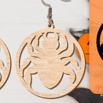 Intra απο ξύλο plywood 3mm-4mm πάχος - Αποκριάτικα σκουλαρίκια με λέιζερ Δίασταση 3x3 cm INTRAFABR-104543152 - Image 5