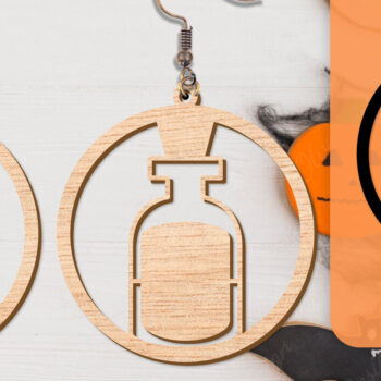 Intra απο ξύλο plywood 3mm-4mm πάχος - Αποκριάτικα σκουλαρίκια με λέιζερ Δίασταση 3x3 cm INTRAFABR-104543152 - Image 6