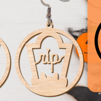 Intra απο ξύλο plywood 3mm-4mm πάχος - Αποκριάτικα σκουλαρίκια με λέιζερ Δίασταση 3x3 cm INTRAFABR-104543152 - Image 10