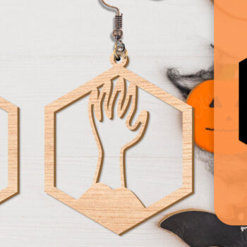 Intra απο ξύλο plywood 3mm-4mm πάχος - Αποκριάτικα σκουλαρίκια με λέιζερ Δίασταση 3x3 cm INTRAFABR-104543158 - Image 2