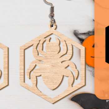 Intra απο ξύλο plywood 3mm-4mm πάχος - Αποκριάτικα σκουλαρίκια με λέιζερ Δίασταση 3x3 cm INTRAFABR-104543158 - Image 5