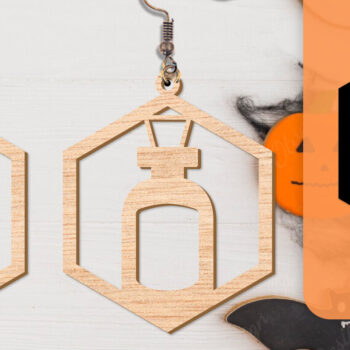 Intra απο ξύλο plywood 3mm-4mm πάχος - Αποκριάτικα σκουλαρίκια με λέιζερ Δίασταση 3x3 cm INTRAFABR-104543158 - Image 6