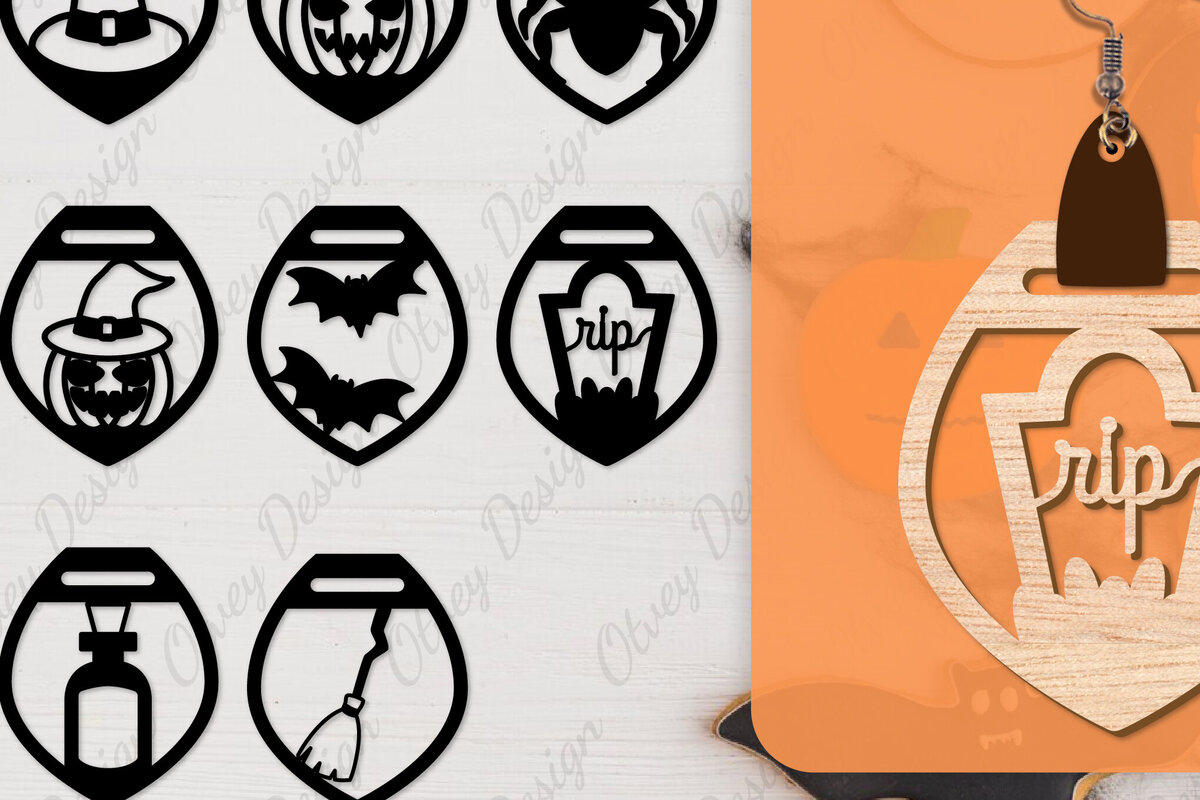 Intra απο ξύλο plywood 3mm-4mm πάχος - Αποκριάτικα σκουλαρίκια με λέιζερ Δίασταση 3x3 cm INTRAFABR-104543164