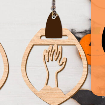 Intra απο ξύλο plywood 3mm-4mm πάχος - Αποκριάτικα σκουλαρίκια με λέιζερ Δίασταση 3x3 cm INTRAFABR-104543164 - Image 2