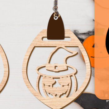 Intra απο ξύλο plywood 3mm-4mm πάχος - Αποκριάτικα σκουλαρίκια με λέιζερ Δίασταση 3x3 cm INTRAFABR-104543164 - Image 8